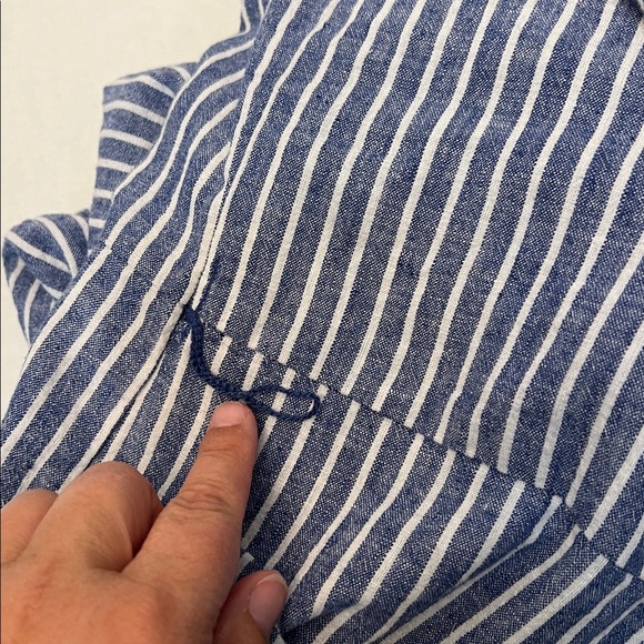 BEACH LUNCH LOUNGE LINEN BLUE & WHITE JUMPSUIT LARGE - Picture 13 of 16